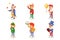 Isometric fun clowns characters icon set isolated flat design vector illustration