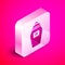 Isometric Funeral urn icon isolated on pink background. Cremation and burial containers, columbarium vases, jars and