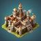 Isometric Game Asset: Clash of Clans Castle (3D). Generative AI