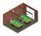 Isometric Game Club Interior Composition