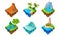 Isometric Game Islands Vector Illustrated Set. Different Landscapes Scenes Collection.