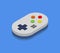 Isometric gamepad icon illustrated in vector on white background