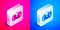 Isometric Gas tank for vehicle icon isolated on pink and blue background. Gas tanks are installed in a car. Silver