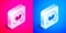 Isometric Gas tank for vehicle icon isolated on pink and blue background. Gas tanks are installed in a car. Silver