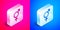 Isometric Gender icon isolated on pink and blue background. Symbols of men and women. Sex symbol. Silver square button