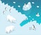 Isometric global warming concept. Polar bear and penguin on ice floe. Melting iceberg and global warming. Climate change