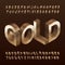 Isometric Gold alphabet font. 3d golden letters and numbers.