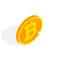 Isometric gold bitcoin icon