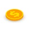 Isometric gold coin icon with dollar sign