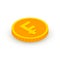 Isometric gold coin icon with Swiss frank sign. 3d Cash, frank currency, Game coin, banking or casino money symbol for