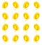 Isometric golden bitcoin set pattern