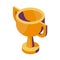 Isometric golden winner cup. Prize for first place for participation in competitions.