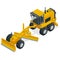 Isometric Graders used in the construction and maintenance of dirt roads and gravel roads. Construction machinery