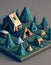 Isometric graphic image camping site in the forest.