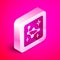 Isometric Great Bear constellation icon isolated on pink background. Silver square button. Vector