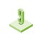 Isometric green nine icon on square, 3d character