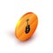 Isometric Guitar icon isolated on white background. Acoustic guitar. String musical instrument. Orange circle button. Vector