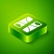 Isometric Guotie is a traditional japanese food icon isolated on green background. Asian food. Green square button