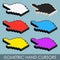 Isometric hand cursors