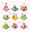 Isometric Happy Valentine Day Couple Set