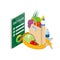 Isometric Healthy food and Diet planning on smartphone. Healthy eating, personal diet or nutrition plan from dieting