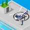 Isometric Helicopter with Business People