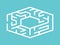 Isometric hexagonal maze, turquoise