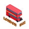 Isometric Highly detailed Red Bus isolated double decker London UK England vehicle.