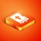 Isometric Holy bible book icon isolated on orange background. Vector Illustration