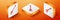 Isometric Honey dipper stick with dripping honey icon isolated on orange background. Honey ladle. Orange square button