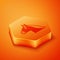 Isometric Horse head icon isolated on orange background. Animal symbol. Orange hexagon button. Vector