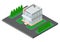 Isometric Hospital Illustration Vector. Medical infrastructure