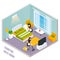 Isometric Hotel Room Interior