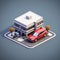 Isometric House With Car Stock Photo - Atey Ghailan Style
