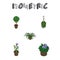 Isometric Houseplant Set Of Flowerpot, Plant, Tree And Other Vector Objects. Also Includes Flower, Flowerpot, Plant