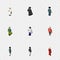 Isometric Human Set Of Male, Female, Seaman And Other Vector Objects. Also Includes Policeman, Guy, Police Elements.