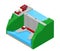 Isometric Hydroelectric Plant Factory Electric Power Station