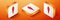 Isometric Ice cream in waffle cone icon isolated on orange background. Orange square button. Vector