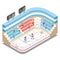 Isometric ice hockey stadium, players and fans, flat vector illustration. Ice hockey arena, rink, sport field, tribune.