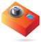 Isometric icon of compact photo camera