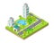 Isometric Icon of Luxury Rest sport center with pool