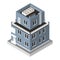 Isometric icon modern house. Urban dwelling Building with a windows and air-conditioning.