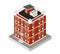 Isometric icon modern house. Urban dwelling Building with a windows and air-conditioning