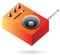 Isometric icon of orange radio