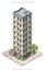 Isometric icon representing multistory building