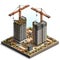 Isometric Illustration of a Busy Construction Site. Generative ai