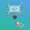 Isometric illustration Drone with action camera