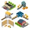 Isometric industrial factory buildings