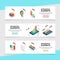 Isometric Infographic Elements Horizontal Banners