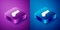 Isometric Inhaler icon isolated on blue and purple background. Breather for cough relief, inhalation, allergic patient